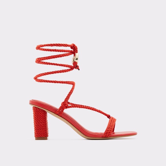 NEW Aldo Red Rb-Ravello Strap Up Block Heels - Picture 5 of 9